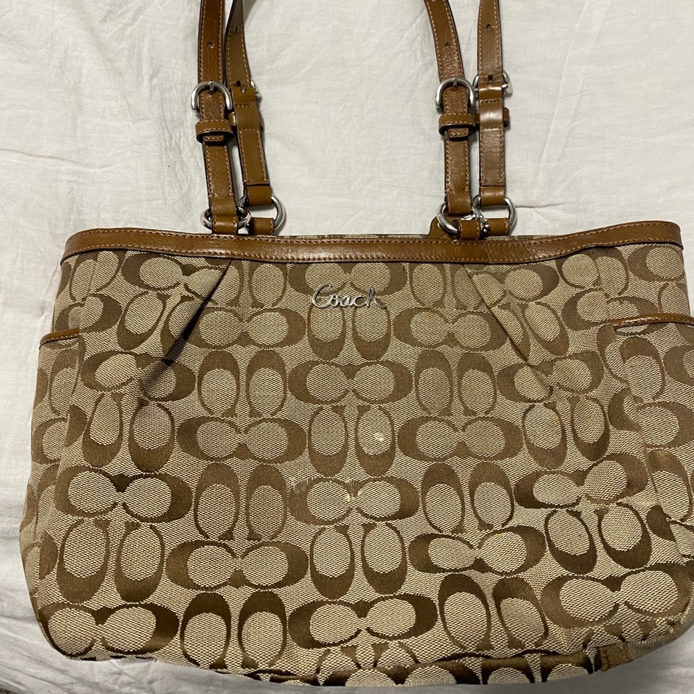 EUC Coach Signature Handbag Brown Tan